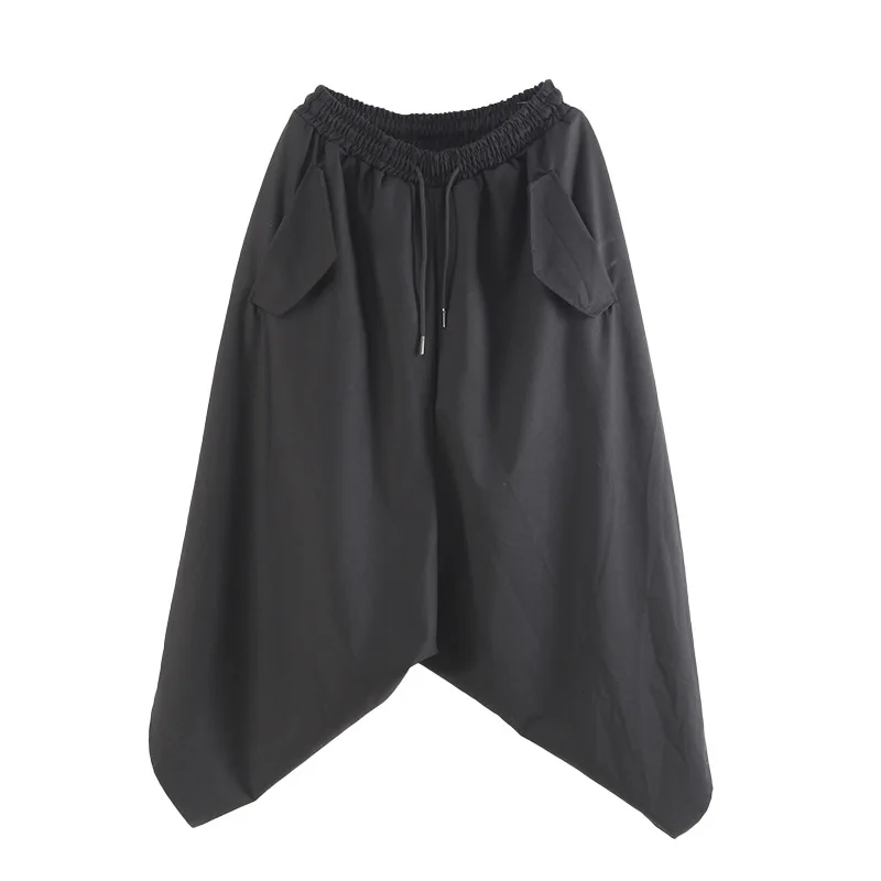 Мужские черные брюки с низким шаговым швом демисезонные свободные большого