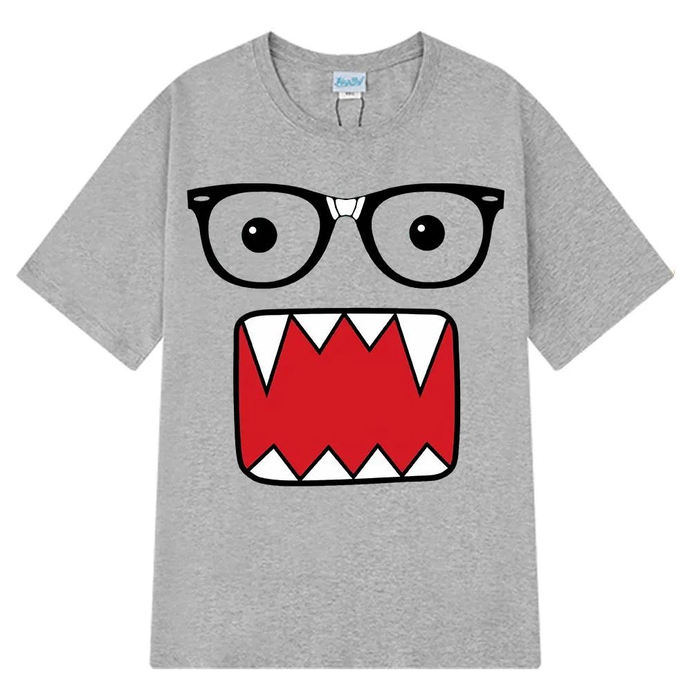 Фото Domo Kun забавные юмористические модные футболки мужские и женские повседневные футболки из 100% хлопка Harajuku с коротким рукавом негабаритная футболка унисекс №2