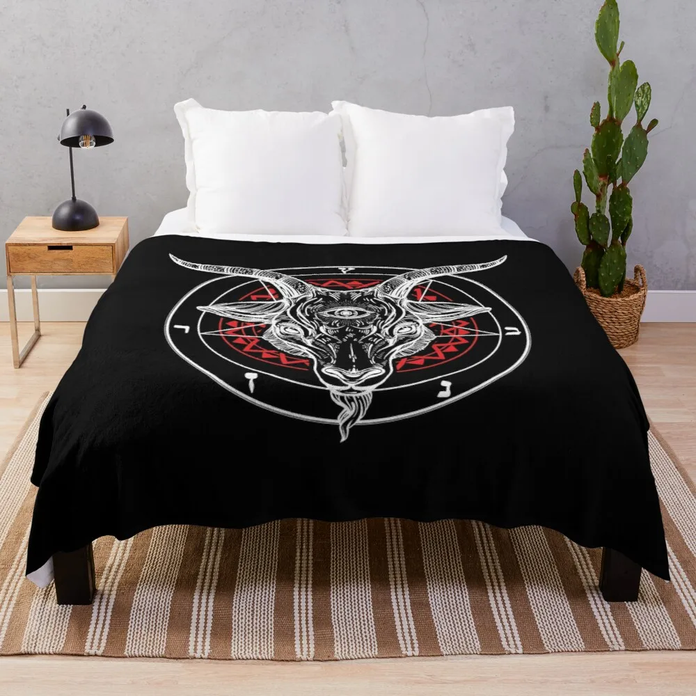 

Satanic Goat Baphomet Circle Satan SymbolLucifer Devil Throw Blanket Soft Blankets Sofas Of Decoration