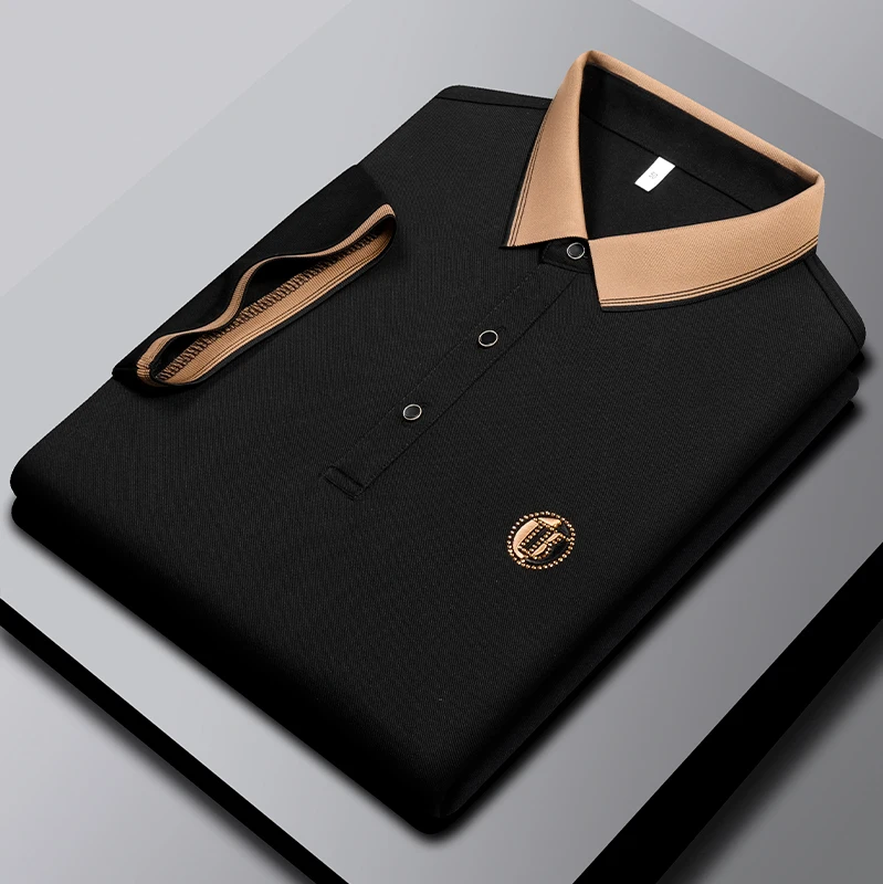 

Мужская хлопковая рубашка-поло с коротким рукавом и вышивкой