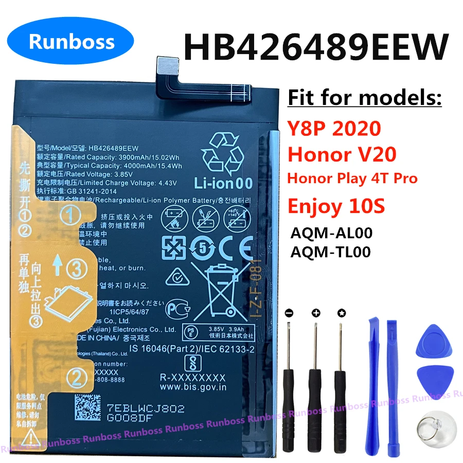 HB426489EEW 4000 мАч аккумулятор для телефона Huawei Honor V20 Play 4T Pro Enjoy 10s Y8P 2020 AQM-AL00 новинка