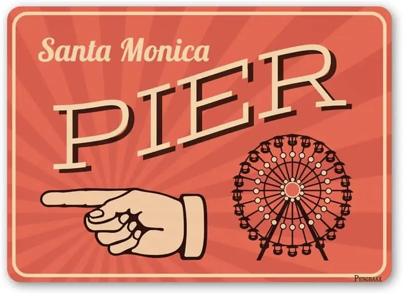 

Santa Monica Sign, Monica Pier Sign, Ferris Wheels Metal Sea Sign Beach Decor Metal Beach Gift Metal Gift 8x12inch
