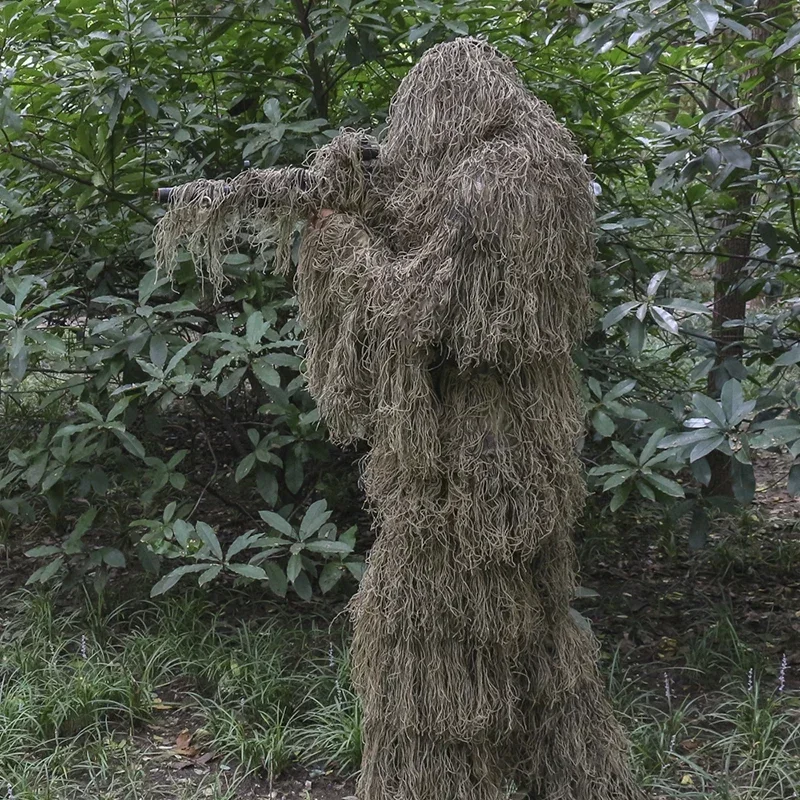 Фото 3D маскировочные костюмы Ghillie Yowie снайпская куртка, брюки, повязка на голову, охотничья одежда, камуфляж для пустыни, мужские охотничьи костюмы, игра для косплея №5