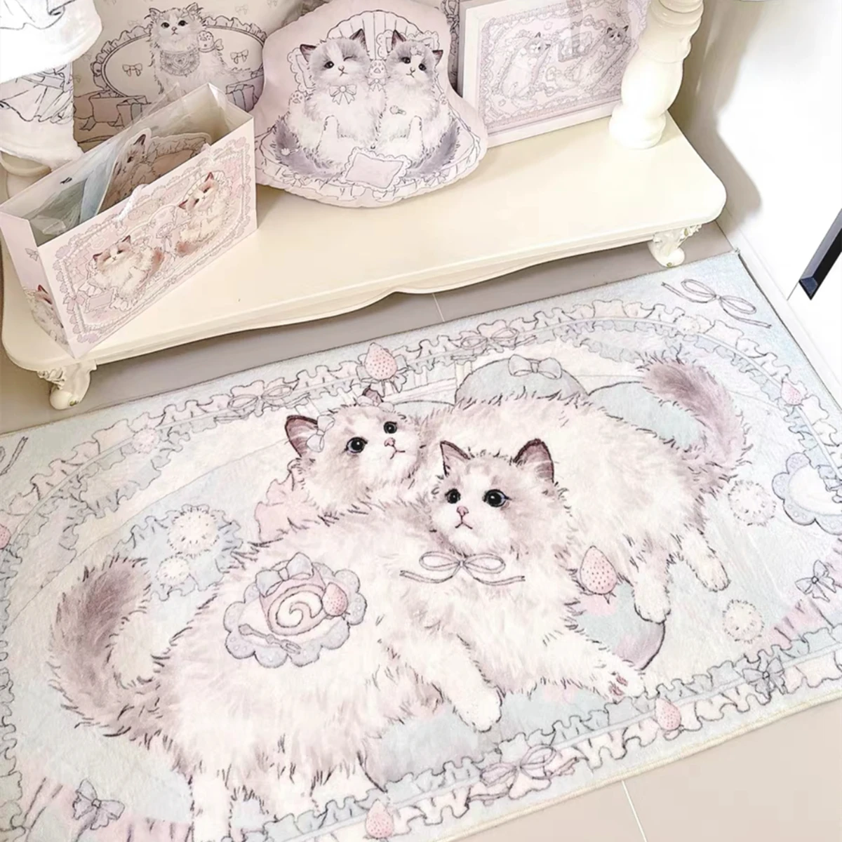 Милый ковер из кашемира с имитацией мультяшных животных, ковер для ...