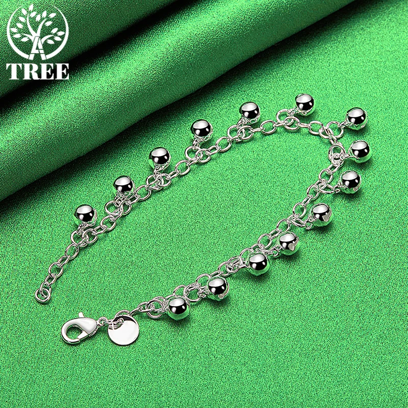 Браслет женский из серебра 925 пробы с маленьким колокольчиком 20 см