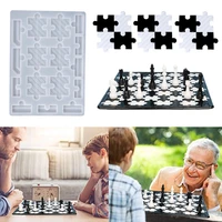 diy glue mold chess party leisure puzzle board game classic checkers board crystal epoxy mold for resin crafts making
