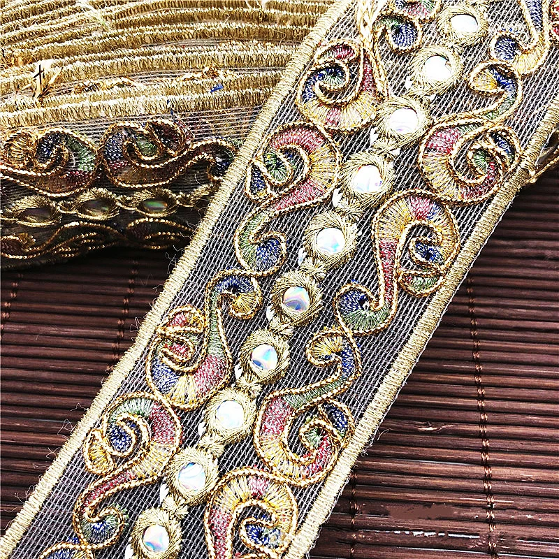 Этническая ветрозащитная сетка шириной 4 5 см вышивка блестки кружево ручной