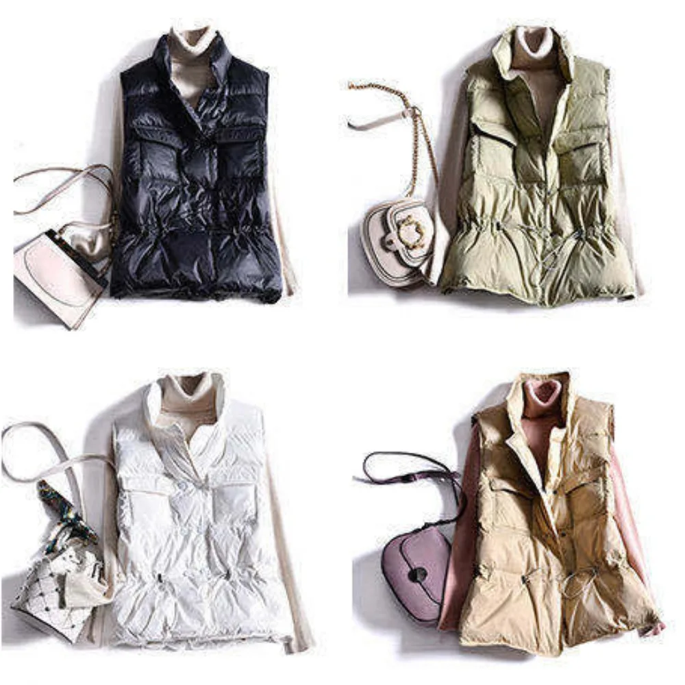 Женский короткий пуховик с воротником-стойкой и двумя карманами