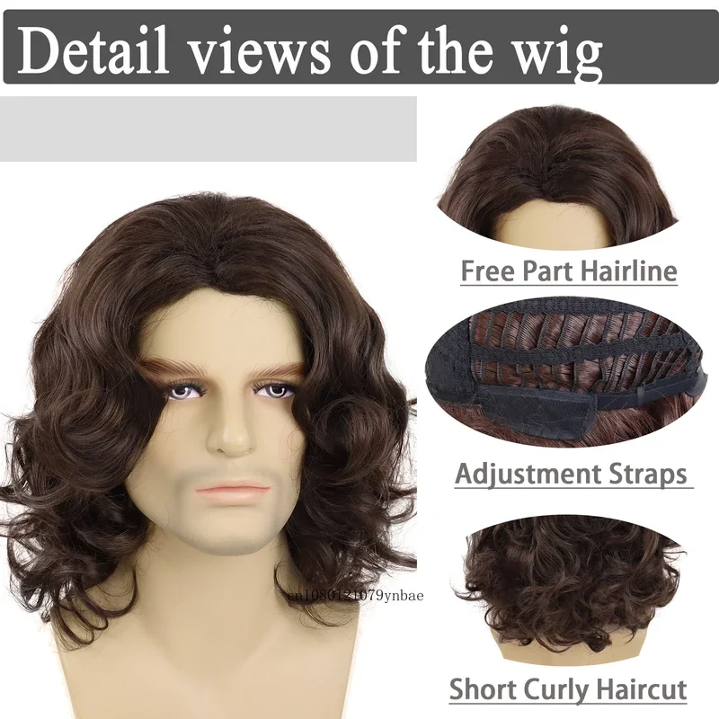 Синтетические волосы мужской коричневый парик пушистые вьющиеся парики косплей