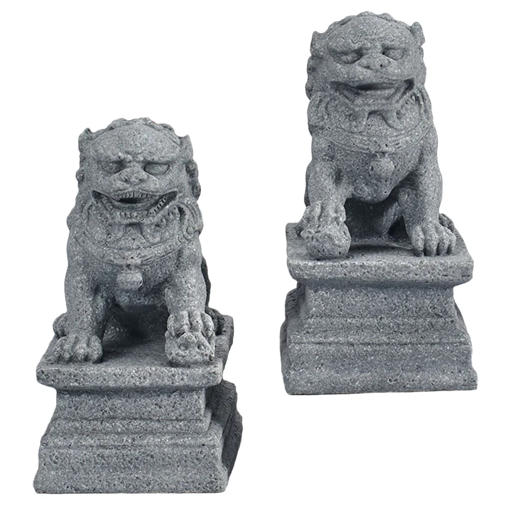 

2 Pcs Statue Home Décor Dog Statues Dining Table Decor Chinese Style Lion Ornament Accessories Congratulatory Gift