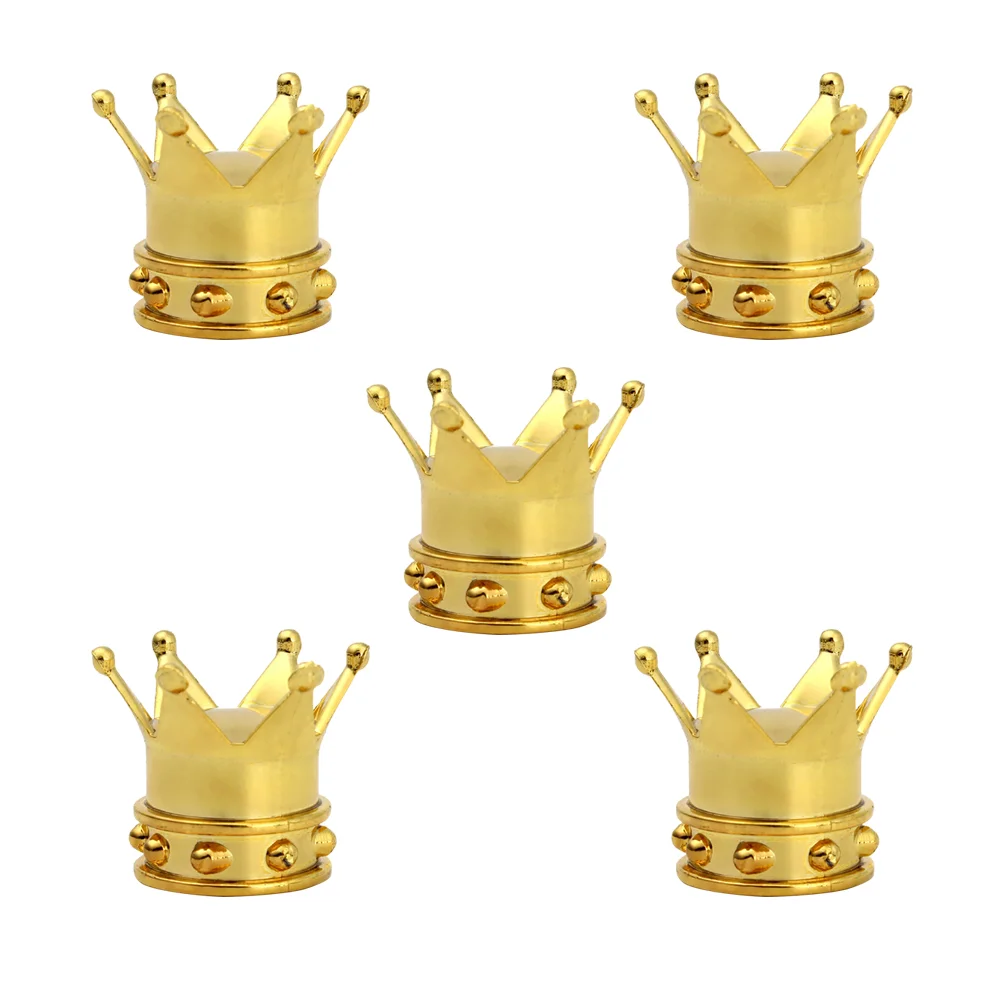 

5PCS Crown Shape Automobile Car Tire Caps Covers (Golden) For rims