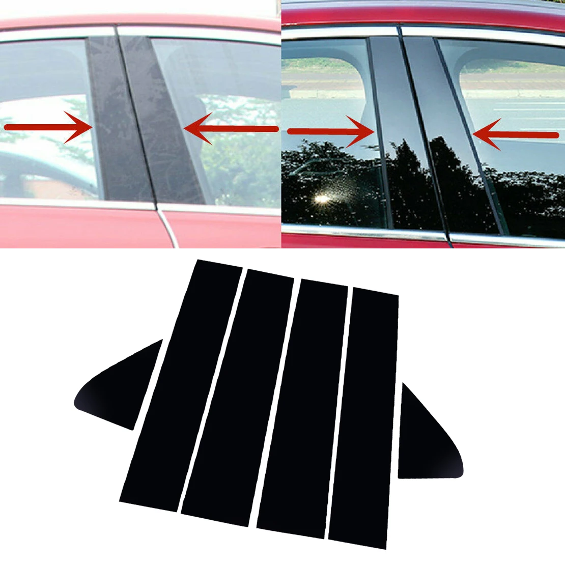 

Car Exterior Left Right B Pillar Trim Door Window Post Decal Set Fit for GMC Sierra Chevrolet Silverado 1500 Crew Cab 2022-2019
