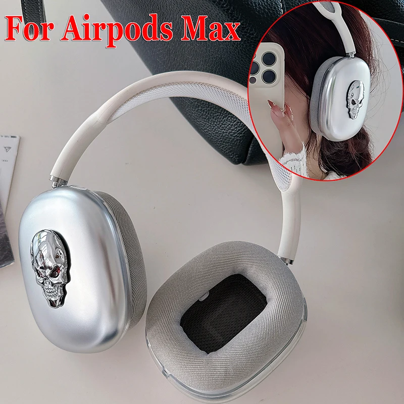 Фото Прохладный металлический чехол для Airpods Max, защитный декор в виде скелета для наушников Apple, чехол для Airpods Max, защита гарнитуры Capa №1