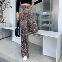 2021 fall women female casula long sweatpants khaki leopard high waist joggers y2k flare pants e girl aesthetic indie trousers