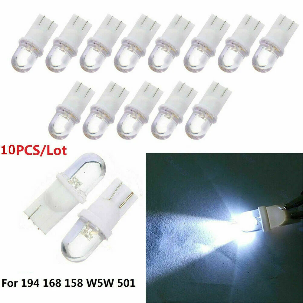 

LED Light Bulbs Hot Interior Number Plate Replacement Side Light Super Bright T10 Wedge LED White 10Pcs Durable