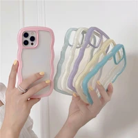 for iphone 11 case clear solid soft cover for iphone 13 pro max 12 x xr xs max shockproof phone case candy wave frame coque