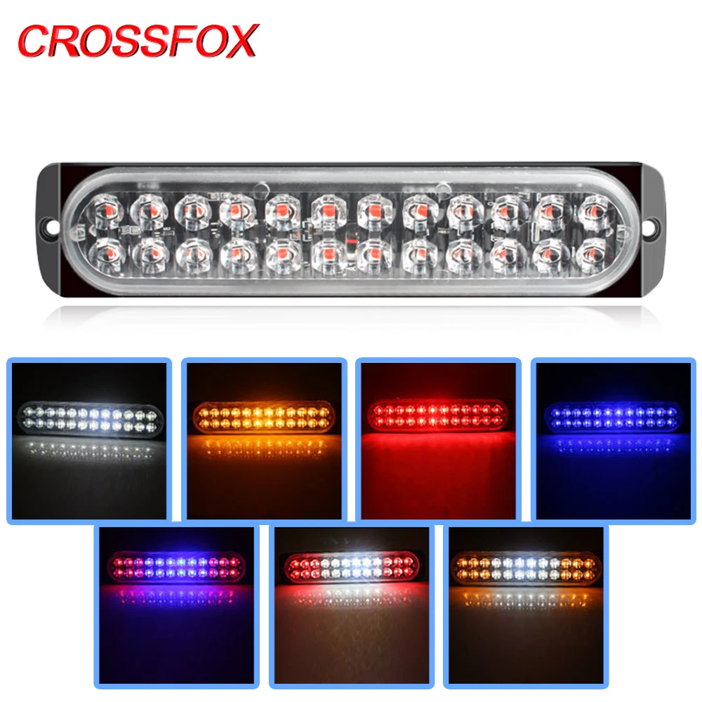 

CROSSFOX 24LED Car Strobe Police Flashing Lights Stroboscopes FSO Emergency Warning Beacon Lamp For Truck Ambulance Pickup 4×4