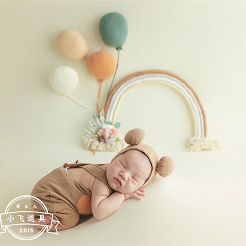Dvotinst Newborn Baby Photography Props Balloon Outfits Hat Colorful Balloons Set Rainbow Creative Studio Shooting Photo Props