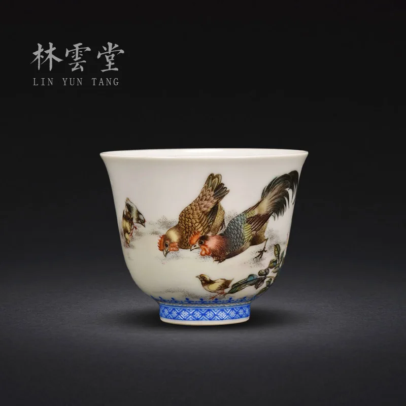 

|Lin Yuntang hand-painted pastel tea cup Jingdezhen hand-made ceramic Kung Fu Master Cup single cup tea cup lyt9064