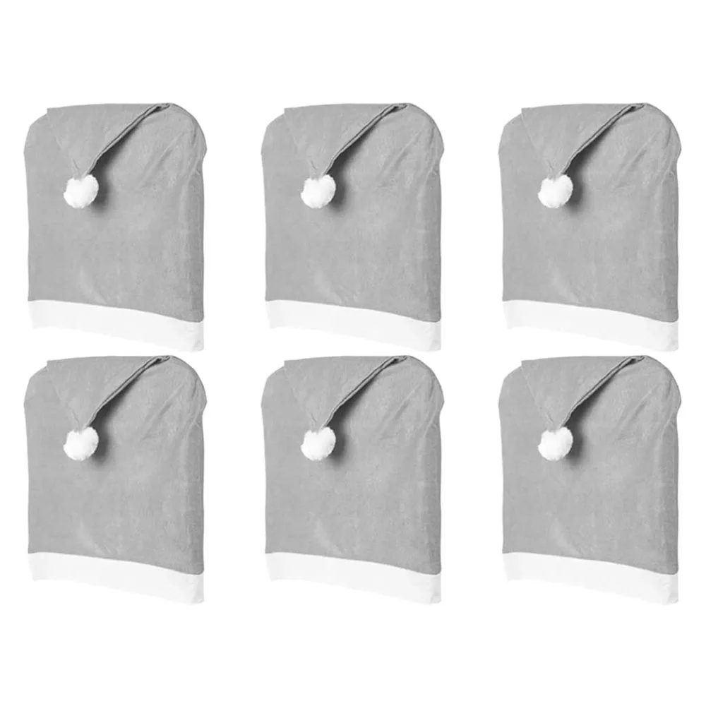 

6 Pcs Christmas Chair Back Covers Santa Claus Hat Dining Chair Slipcovers Christmas Holiday Party Decorations Supplies