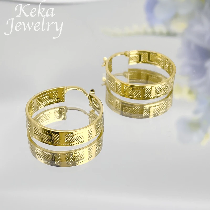 Африканские модные позолоченные серьги для женщин медные круглые с рисунком