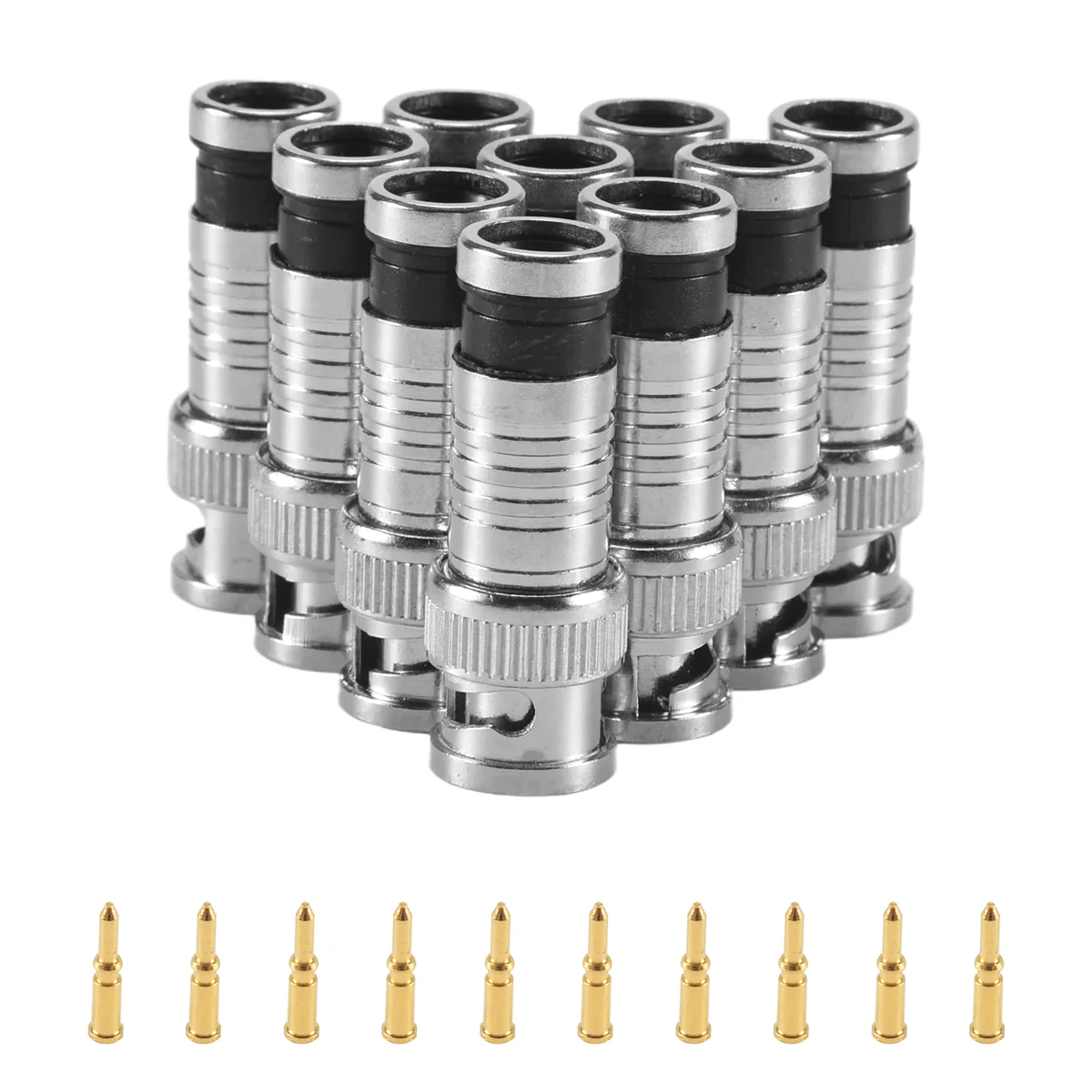 10-компрессионный разъем BNC для коаксиального кабеля RG59 камер видеонаблюдения