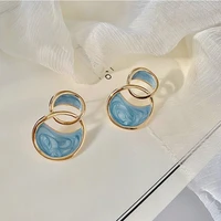 2022 trendy french style blue artistic stud earrings for lady fashionable irregular women earring high quality anniversary gift
