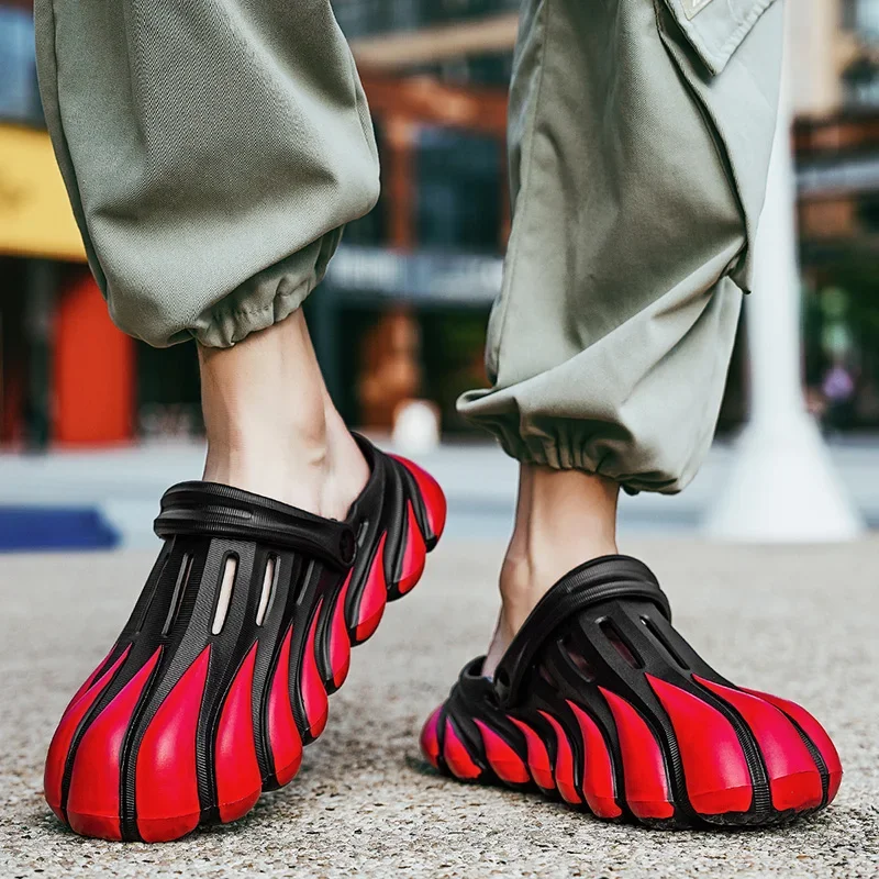 Шлепанцы мужские с закрытым носком забавные сандалии для сада клоги кот тигр