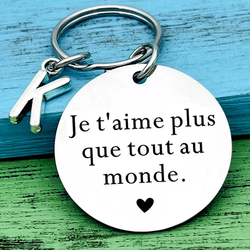 

French Je T'aime Plus Que Tout Au Monde Keychain Boyfriend Girlfriend Gifts Couple Gift Husband Valentine's Day Gift Keyring