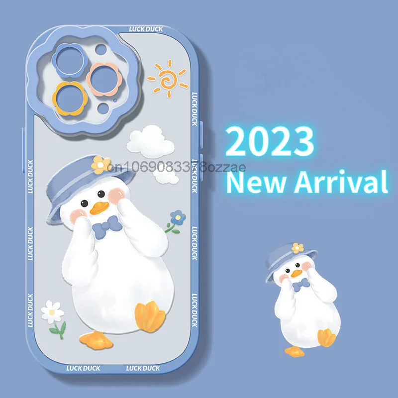 Cute Duck Snowman For Apple 14 Phone Case IPhone 13promax Silicone 12pro Flowers XR XS Lens 11/7 8 6 6s 7plus SE Xsmax 12promax