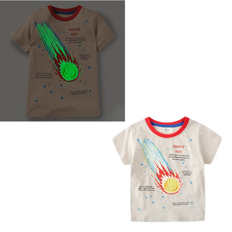

Jumping Meters Summer Boys Girls T Shirts Luminous Short Sleeve Kids Cotton Clothes Fashion Baby Costume Kids Tees Tops