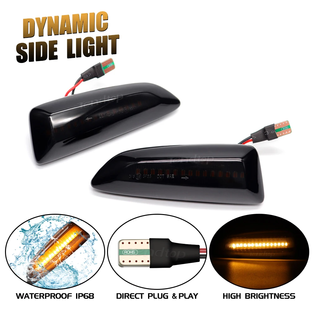 For Opel Astra J K Zafira C Insignia B Grandland X LED Side Marker Light Dynamic Turn Signal Fender Sequential Lamp