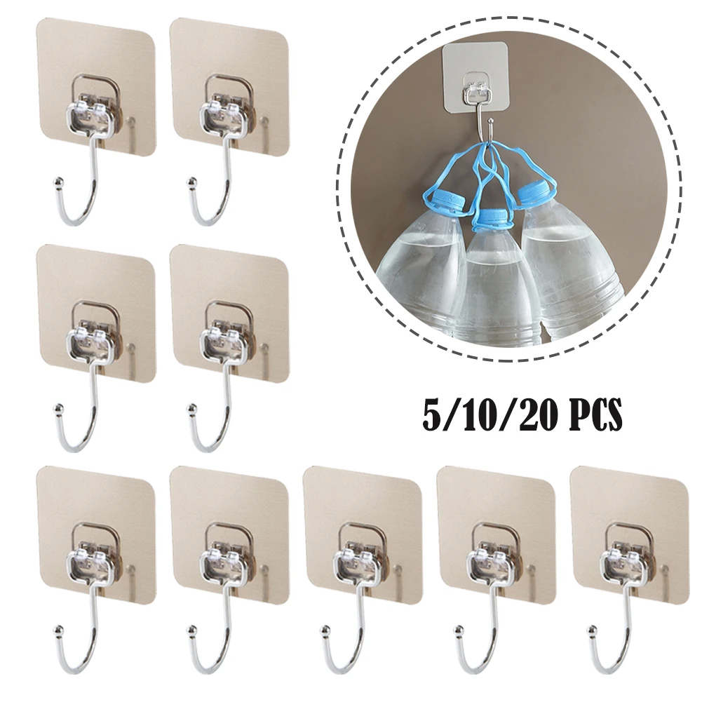 

Nail Free Traceless Hook Stainless Steel Hole Free Self Adhesive Strong Suction Sticky Hook Heavy Duty Wall Seamless Thickened