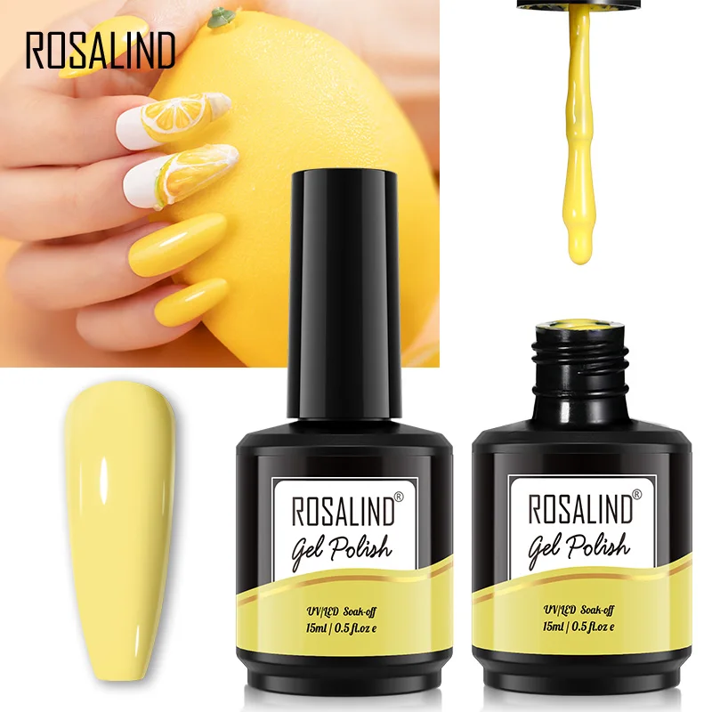 

ROSALIND 15ML Gel Nail Polish 46 Colors Varnish Hybrid For Manicure Design Nails Art Base Top Coat Nail Polish UV LED Gel Polish