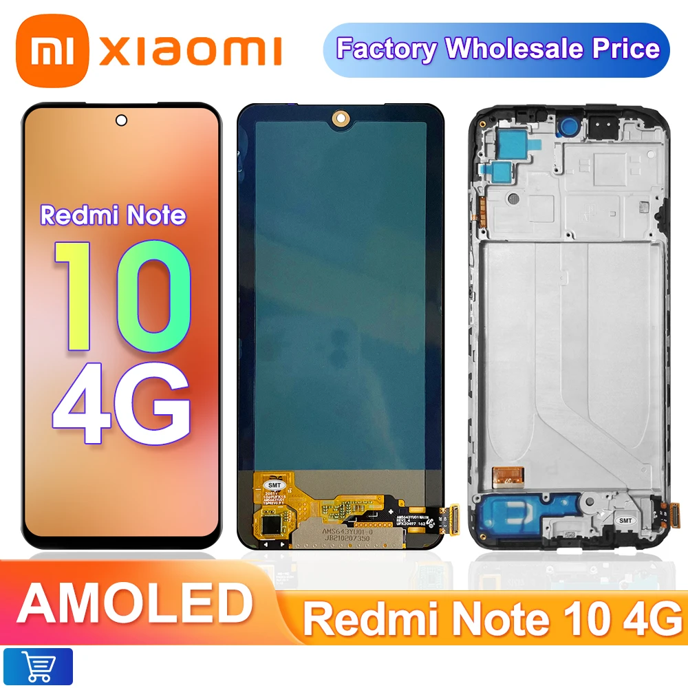 

6.43'' Super AMOLED Screen For Xiaomi Redmi Note 10 4G LCD Display With Touch Screen Digitizer Assembly for Note10 M2101K7AI