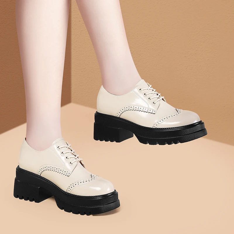 

Shoes Women's Shoes with Heel Shoes Fashion New Leather Women's Boots Thick Soled Casual Women's Shoes Increased Wear Resistance