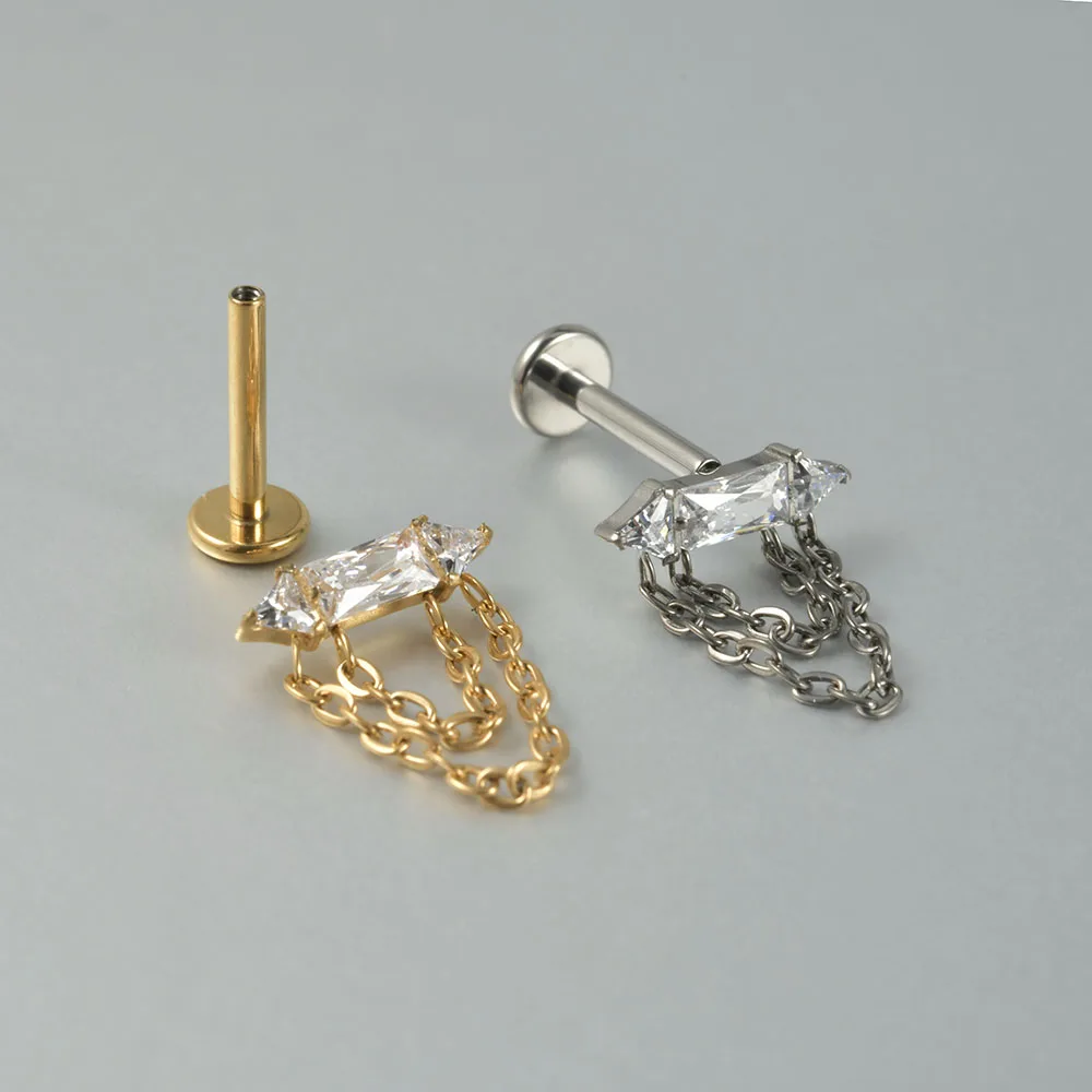 Серьги-гвоздики из титана G23 с фианитом однотонные украшения для пирсинга