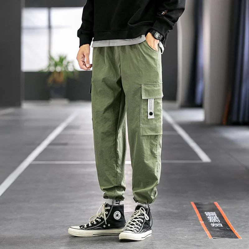 

Men's Casual Pants2022Spring Trend Loose Tappered Drawstring Ankle-Length Pants Youth Fashion Overalls Men's Casual Sports Pants
