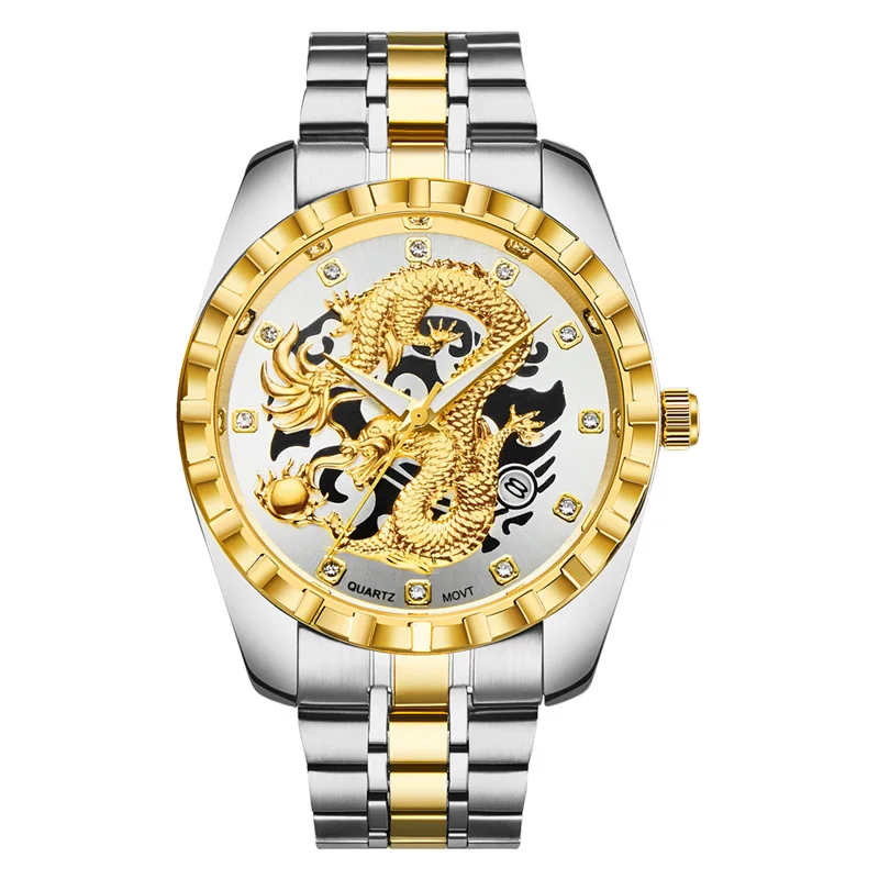 Men Watches Relogio Masculino Top Brand WLISTH Luxury Golden Dragon Designer Stainless Steel Waterproof Sport Quartz Watch Men