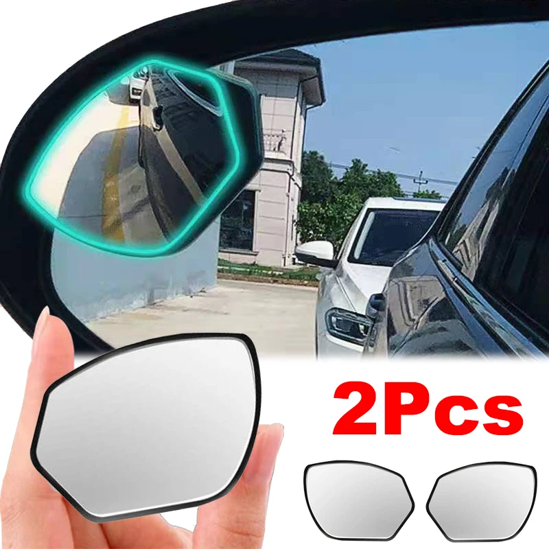 

2Pcs Car Blind Spot Mirrors Universal Auto Rainproof Anti-Fog Adjustable Angle Wide HD Glass Frameless Convex Rearview Mirror