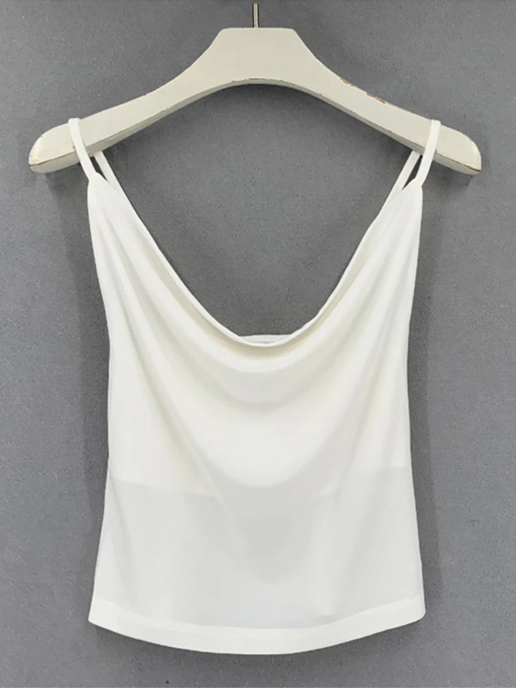 Майка женская атласная базовая Шелковый пикантный топ на бретельках рубашка