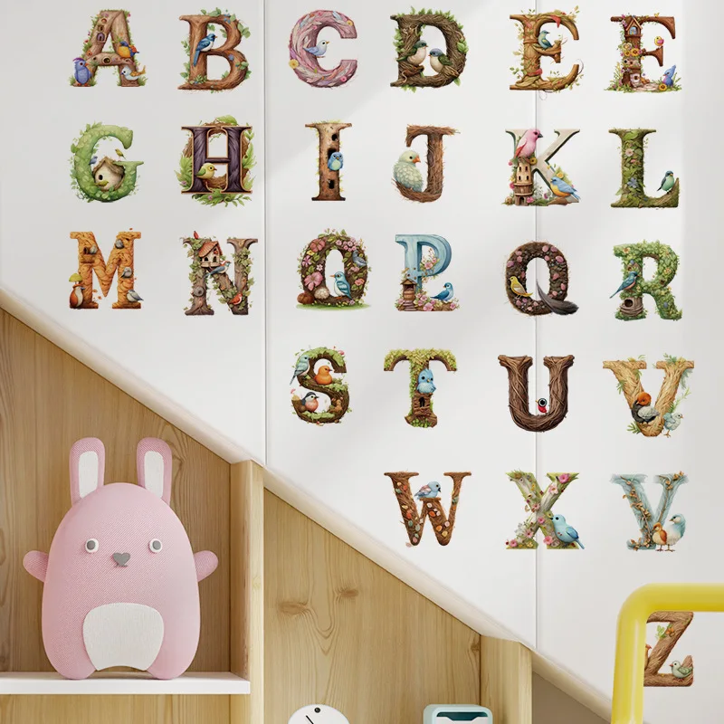 Милый виниловый алфавит настенные наклейки с буквами ABC украшение для детской