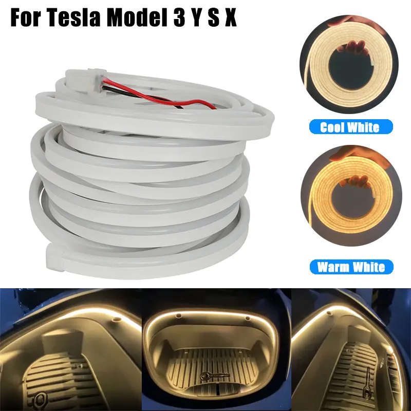 

For Tesla Model 3 Y S X 195.28Inch Frunk Brighten LED Strips Flexible Front Rear Trunk Silicone Light Warm/Yellow Spotlight Stri