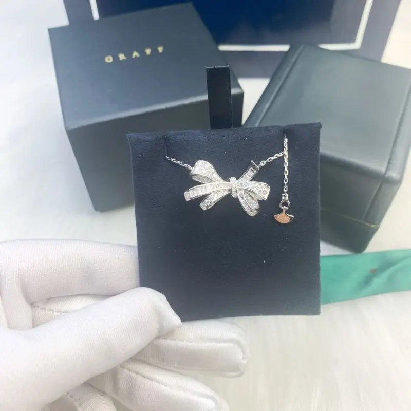 

Роскошная брендовая бижутерия Graff LONDON, высококачественное ожерелье из серебра 925 пробы с бантом для женщин, очаровательный подарок, высокое качество