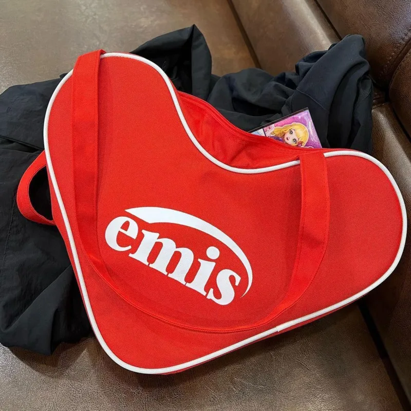 

South Korea Emi Bag Ins Same Sle Love Heart Shaped Shoulder Bag Fashion Y2k Style Canvas Shopping Bags Casual Woman Handbag