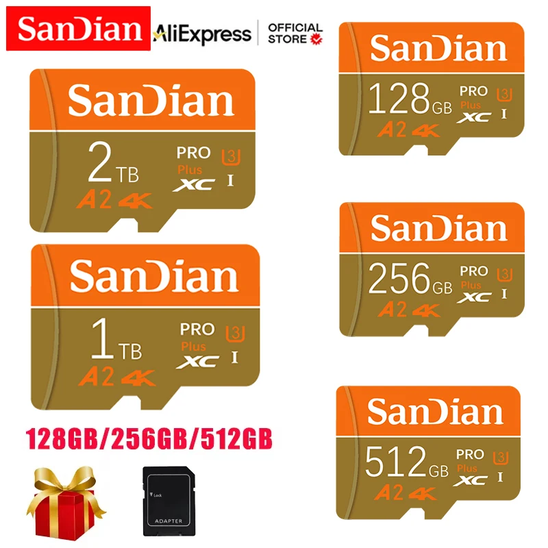 Карта памяти Micro TF SD 1 ТБ флэш-карта C10 микро-карты 128 ГБ 256 512 U3 V30 4K TF-карта для камеры