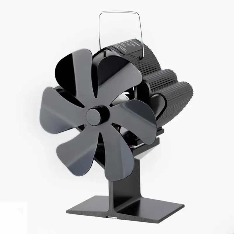 

Black Fireplace Heat Powered Stove Fan Burner Eco Friendly Quiet Fan Home Efficient Heat Distribution