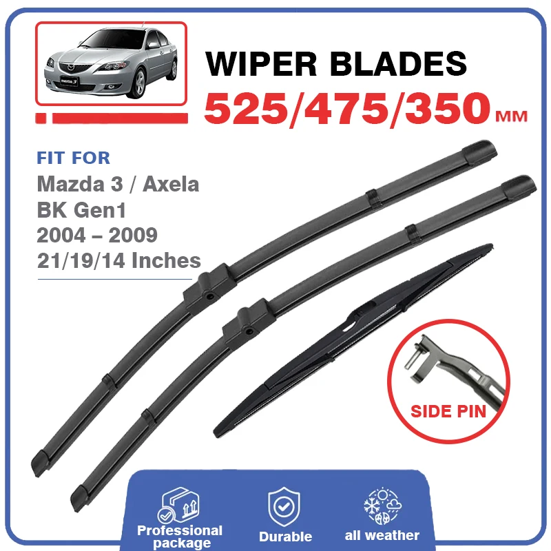 

LHD RHD Front Rear Wiper Blades For Mazda 3 Mazda3 BK 2003 - 2009 Windshield Windscreen Window 21"+19"+14" Brushes Accessories