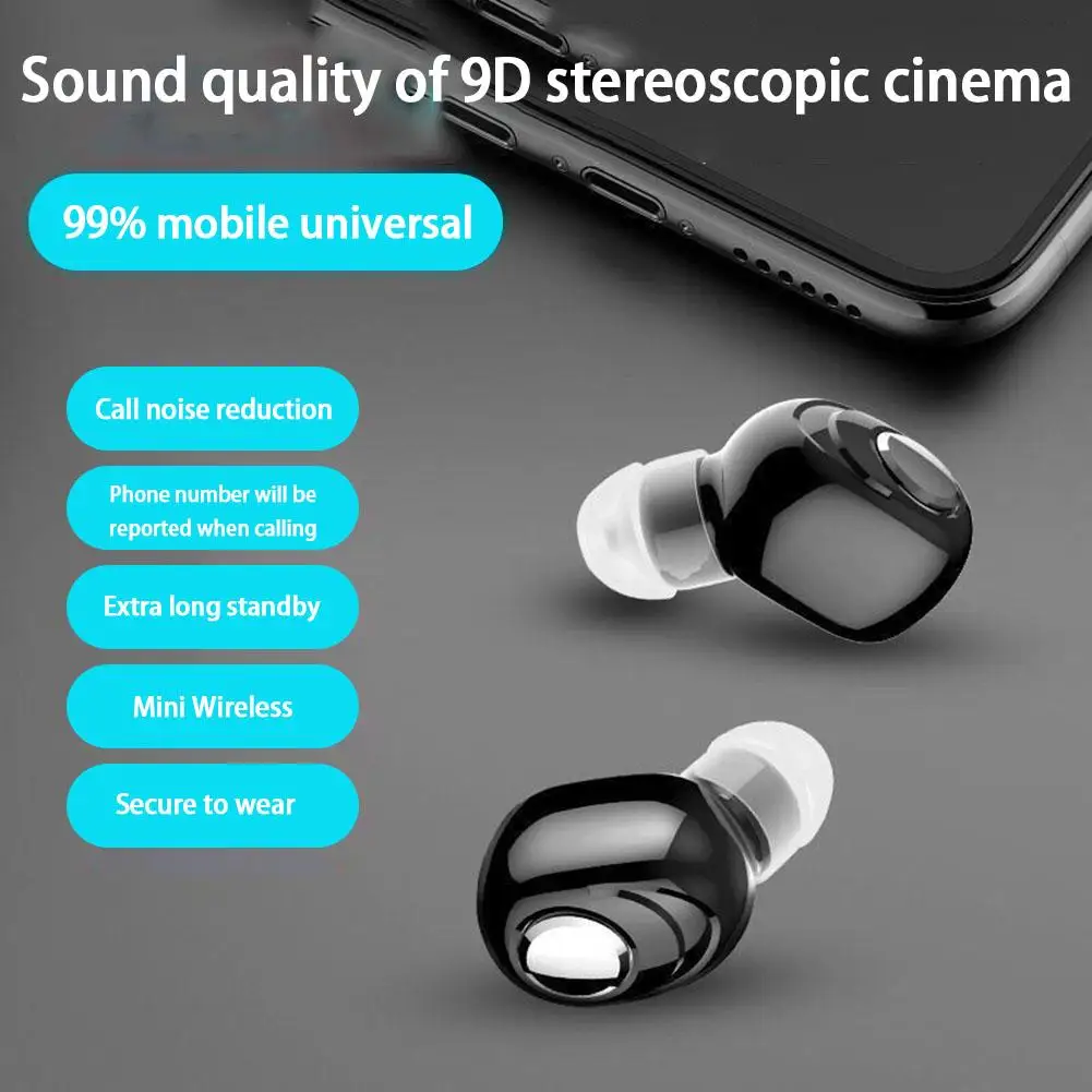 

New Mini Invisible Ture Wireless Earphone Noise Cancelling Bluetooth Headphones Handsfree Sport Stereo Headset With Mic