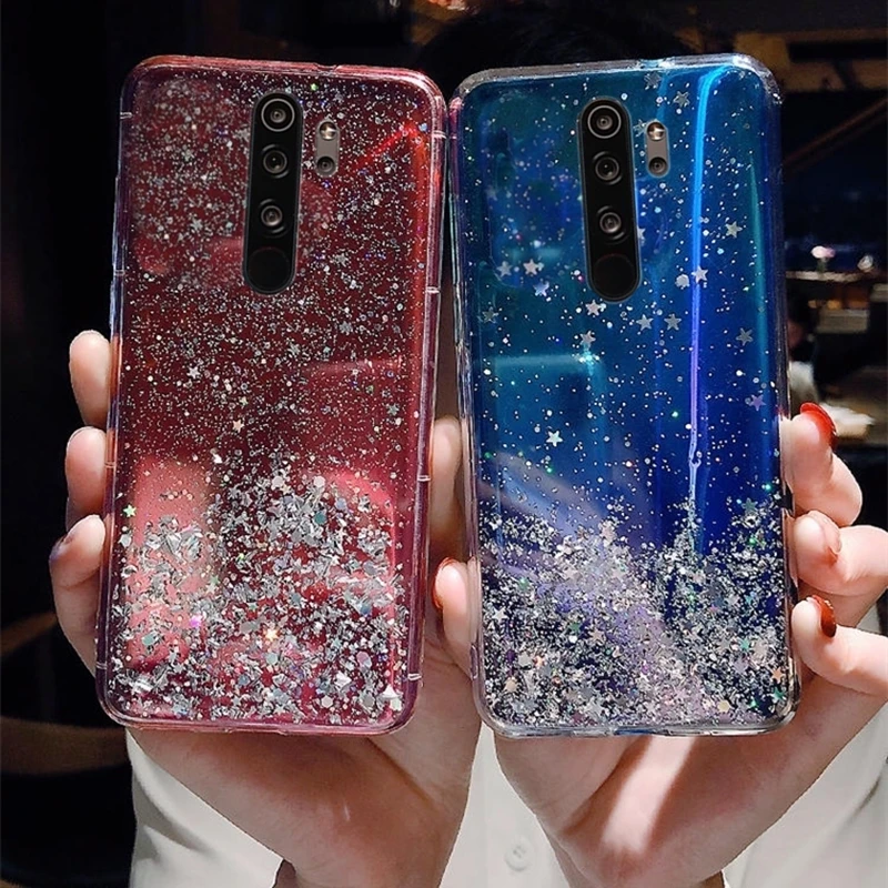 Блестящий Мягкий Прозрачный чехол со звездами для Xiaomi 12 9 8 SE 8a 6A 8X mix3 mix2s A2lite redmi 9A 9C